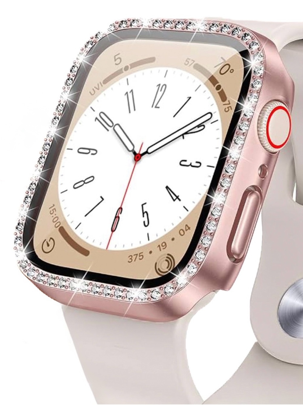 ✨ 45mm Glitter Diamond Rhinestone Rose Gold Crystal Smartwatch Case Apple Watch